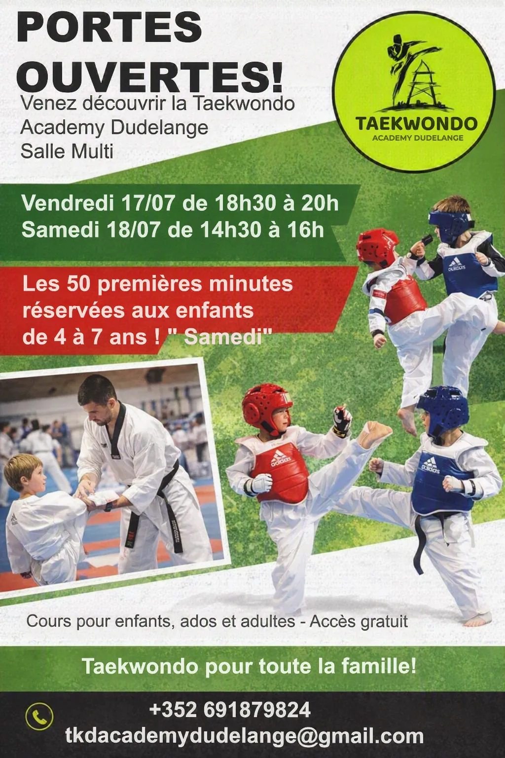 Portes Ouvertes 17/18-07 ou Taekwondo Academy Dudelange